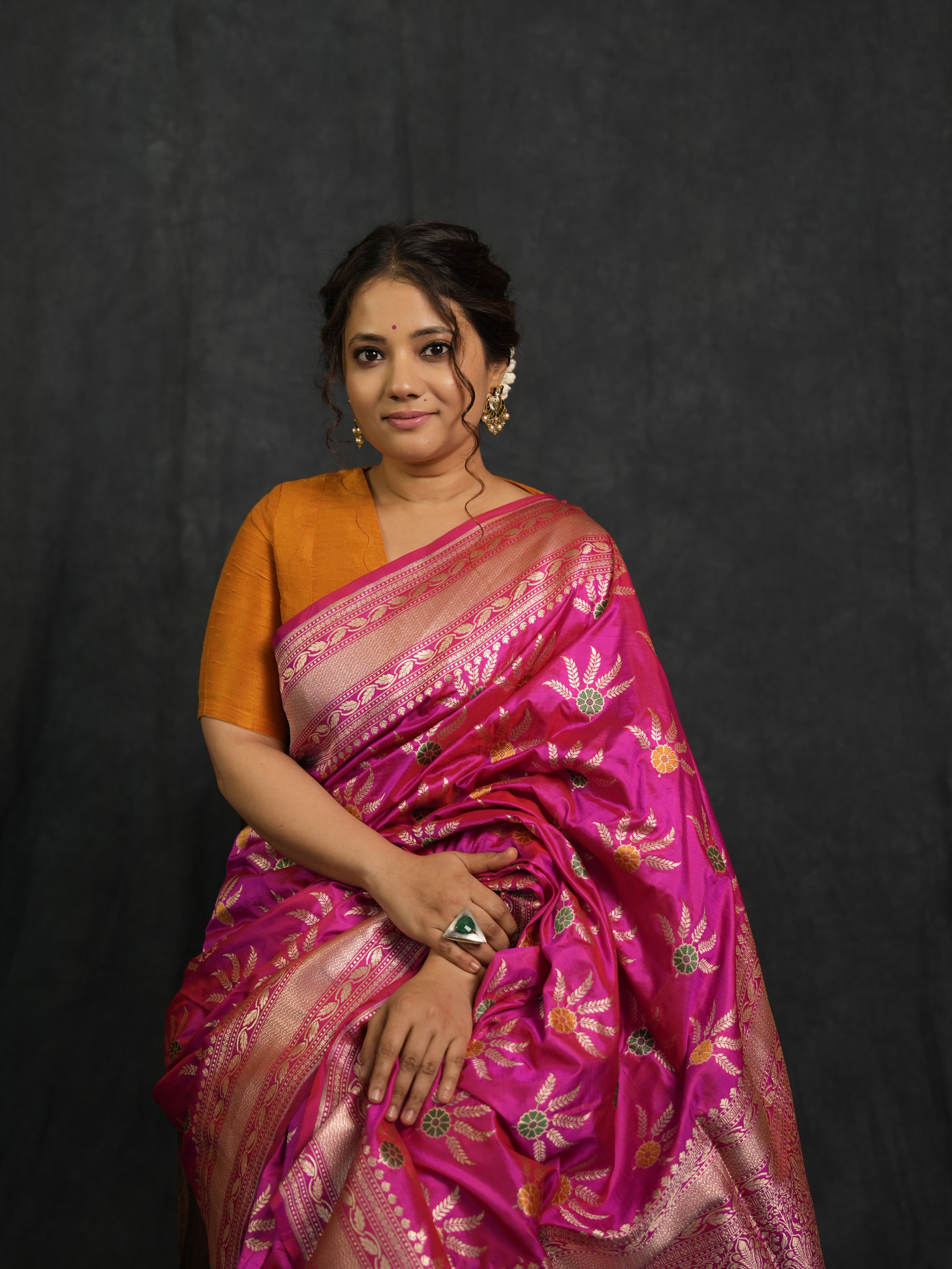 Rani Pink Banarasi Silk Saree - SRRPBSS907