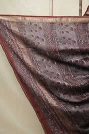 Black HBP Cotton Silk Saree With Maheshwari Border - SRBCSS1413