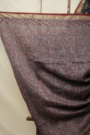 Black HBP Cotton Silk Saree With Maheshwari Border - SRBCSS1413