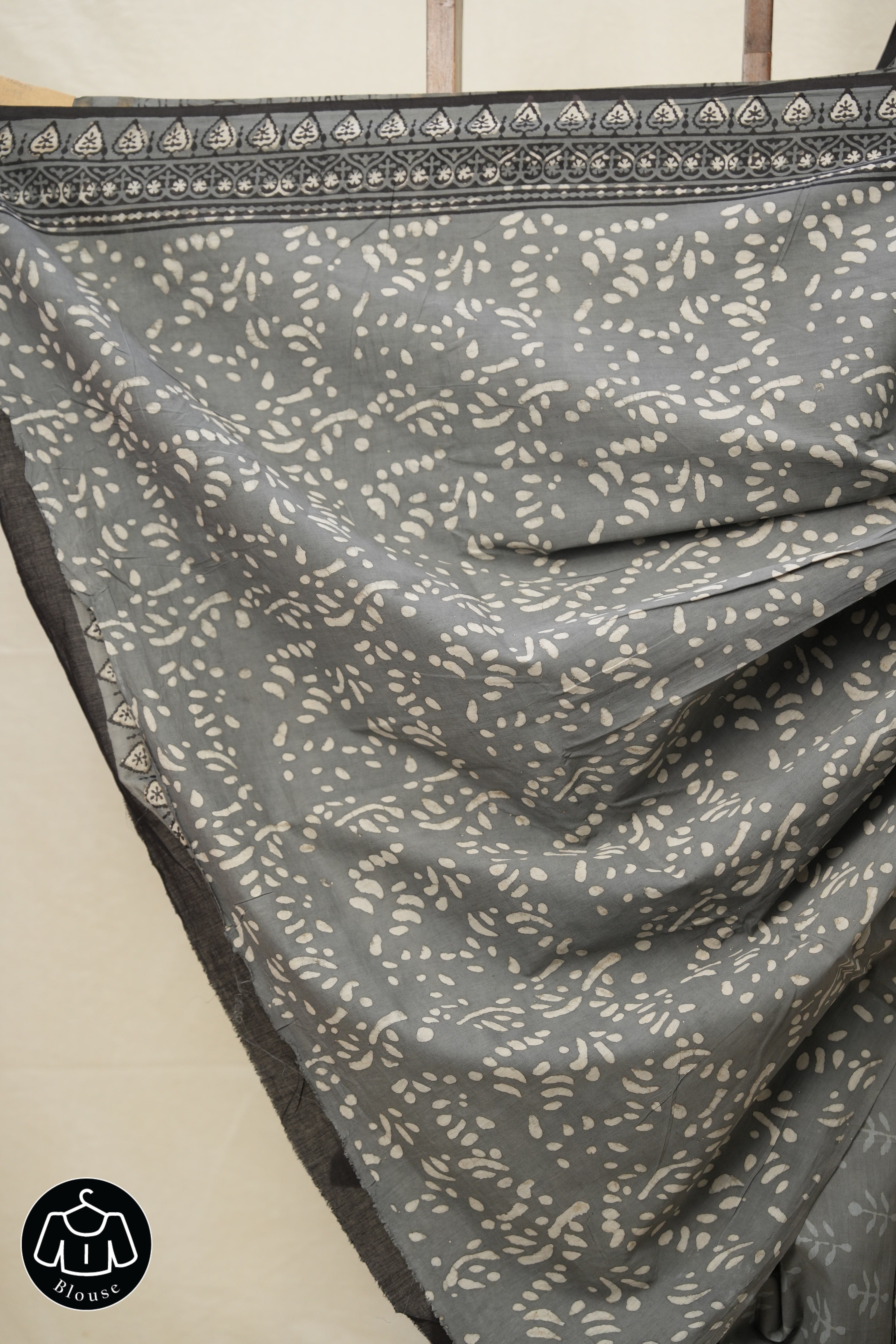 Ash Grey HBP Cotton Saree - SRAGCS2792