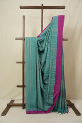 Turquoise Green Bengal Cotton Saree - SRTGBCS133