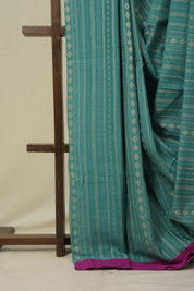 Turquoise Green Bengal Cotton Saree - SRTGBCS133