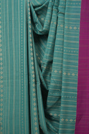 Turquoise Green Bengal Cotton Saree - SRTGBCS133