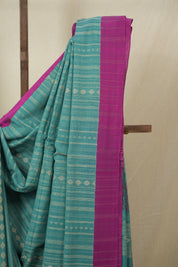 Turquoise Green Bengal Cotton Saree - SRTGBCS133