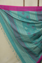Turquoise Green Bengal Cotton Saree - SRTGBCS133