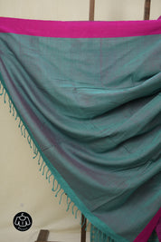 Turquoise Green Bengal Cotton Saree - SRTGBCS133