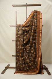 Black HBP Cotton Silk Saree With Maheshwari Border - SRBCSS1412