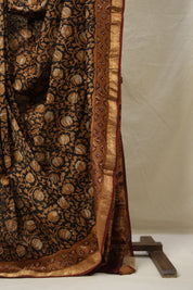 Black HBP Cotton Silk Saree With Maheshwari Border - SRBCSS1412