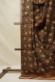 Black HBP Cotton Silk Saree With Maheshwari Border - SRBCSS1412