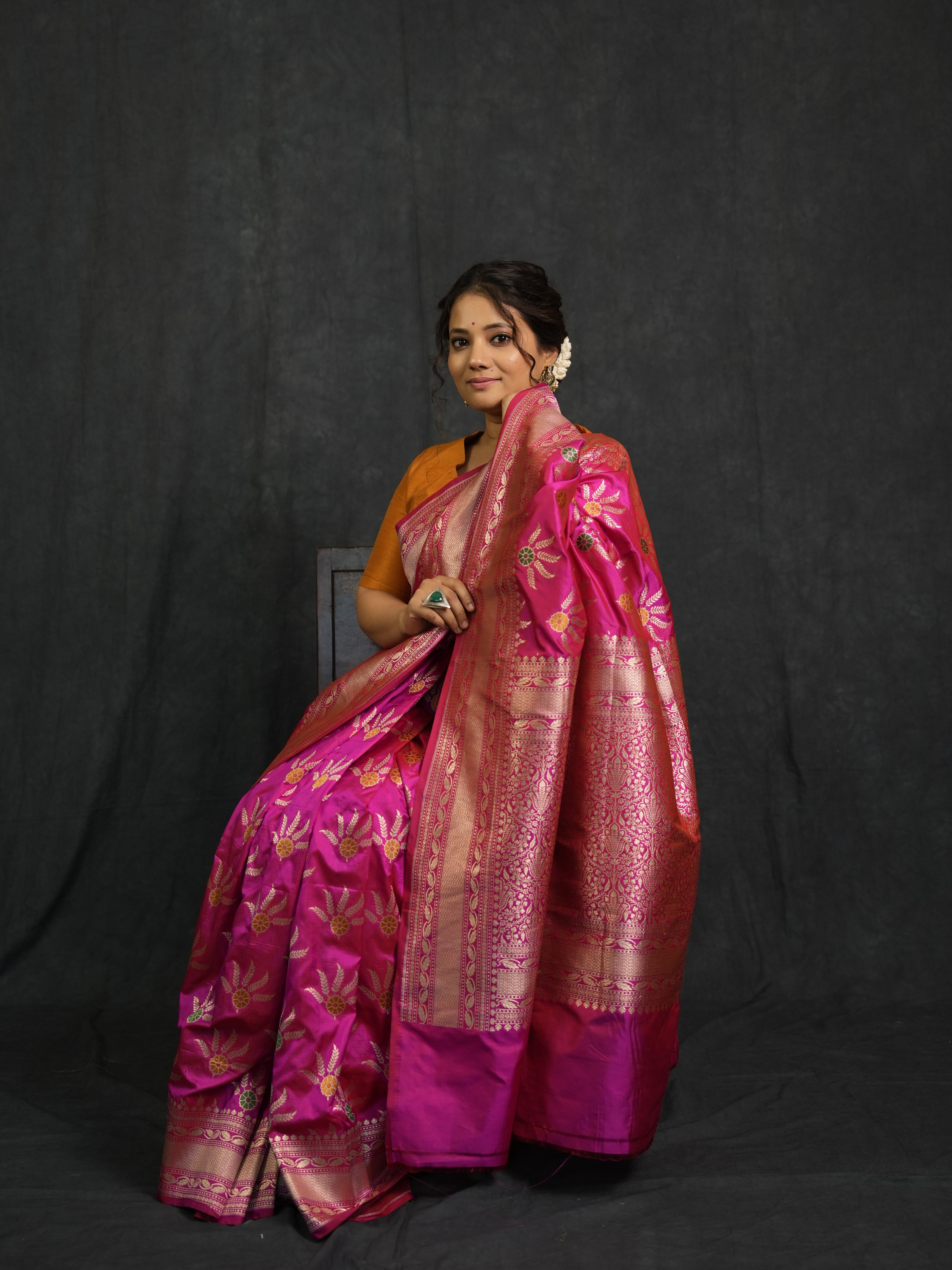 Rani Pink Banarasi Silk Saree - SRRPBSS907