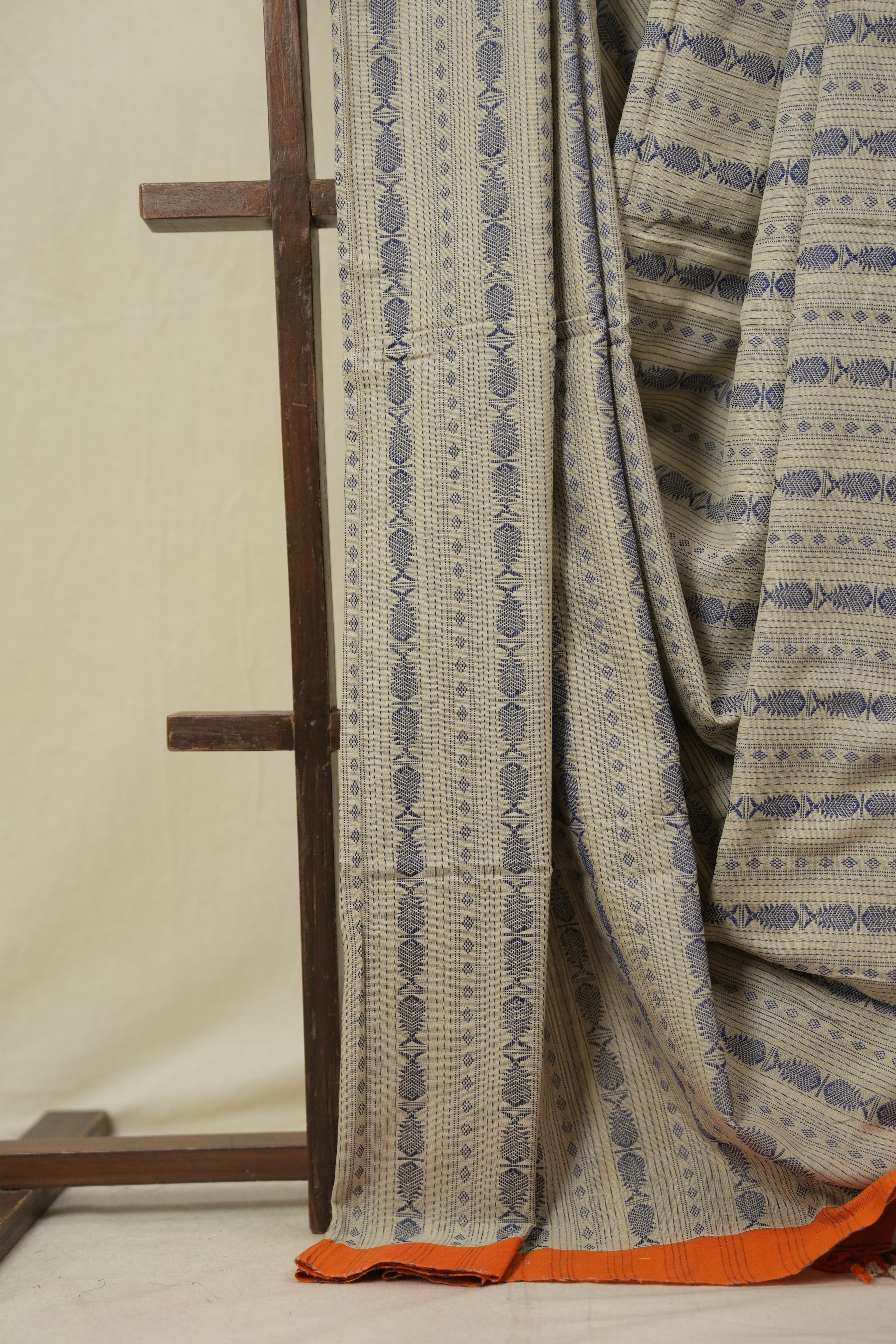 Cream Beige Bengal Cotton Saree - SRCBBCS132