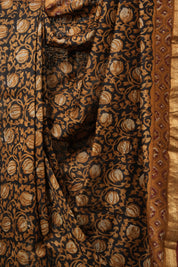 Black HBP Cotton Silk Saree With Maheshwari Border - SRBCSS1412