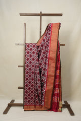 Red Pochampalli Silk Ikat Saree - SRRPSIS189