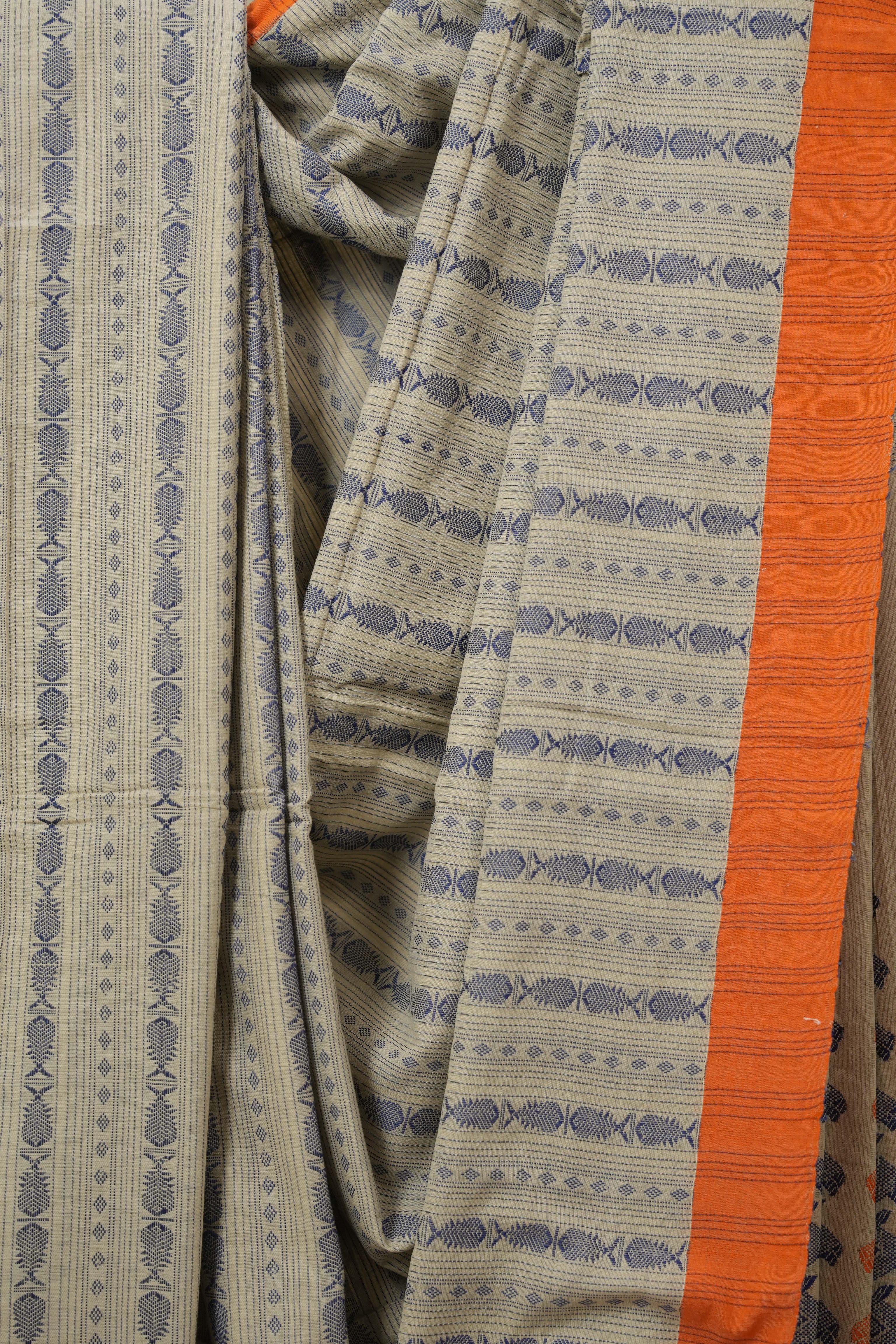Cream Beige Bengal Cotton Saree - SRCBBCS132