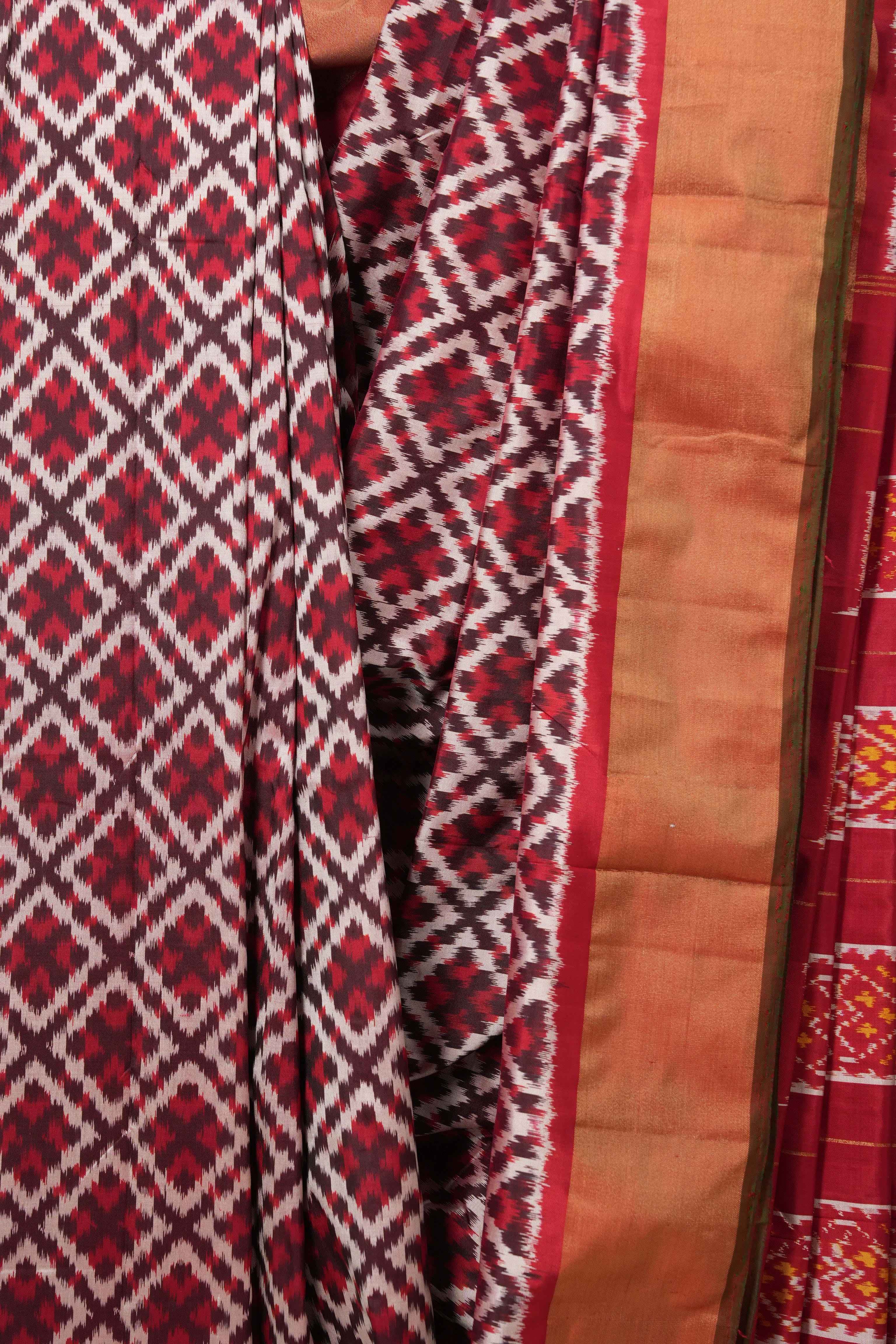 Red Pochampalli Silk Ikat Saree - SRRPSIS189
