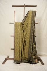 Olive Green HBP Cotton Saree - SROGCS2789