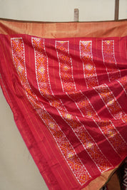 Red Pochampalli Silk Ikat Saree - SRRPSIS189