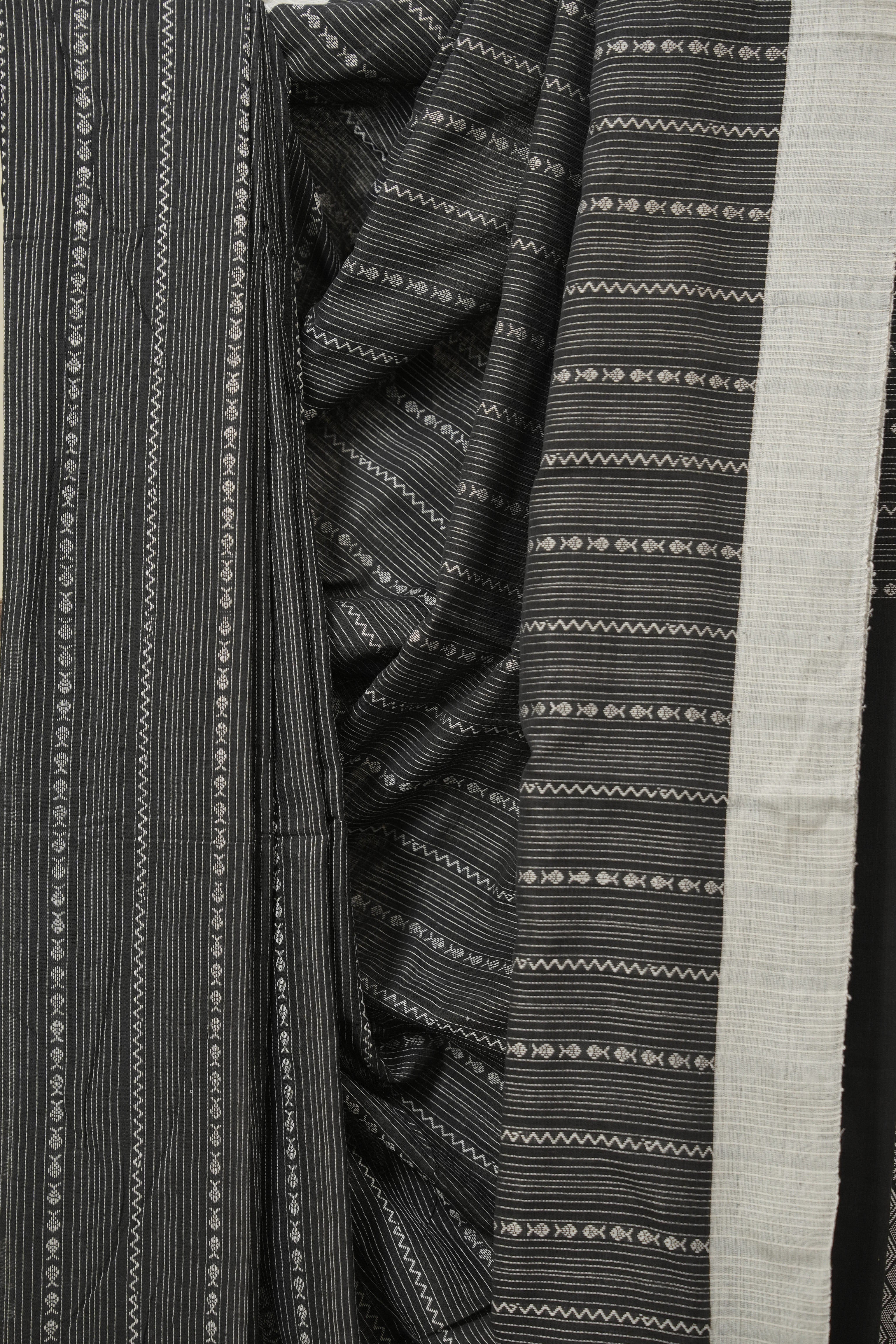 Black Bengal Cotton Saree - SRBBCS131