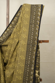 Olive Green HBP Cotton Saree - SROGCS2789