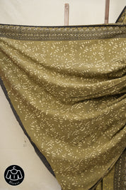 Olive Green HBP Cotton Saree - SROGCS2789
