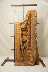 Mustard Brown HBP Cotton Silk Saree With Maheshwari Border - SRMBCSS1421
