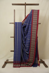 Blue Bengal Cotton Saree - SRBBCS130