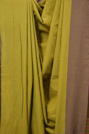 Olive Green Plain Cotton Ilkal Saree - SROGPCIS778