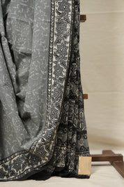 Ash Grey HBP Cotton Saree - SRAGCS2788