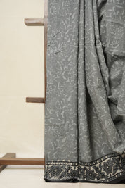 Ash Grey HBP Cotton Saree - SRAGCS2788