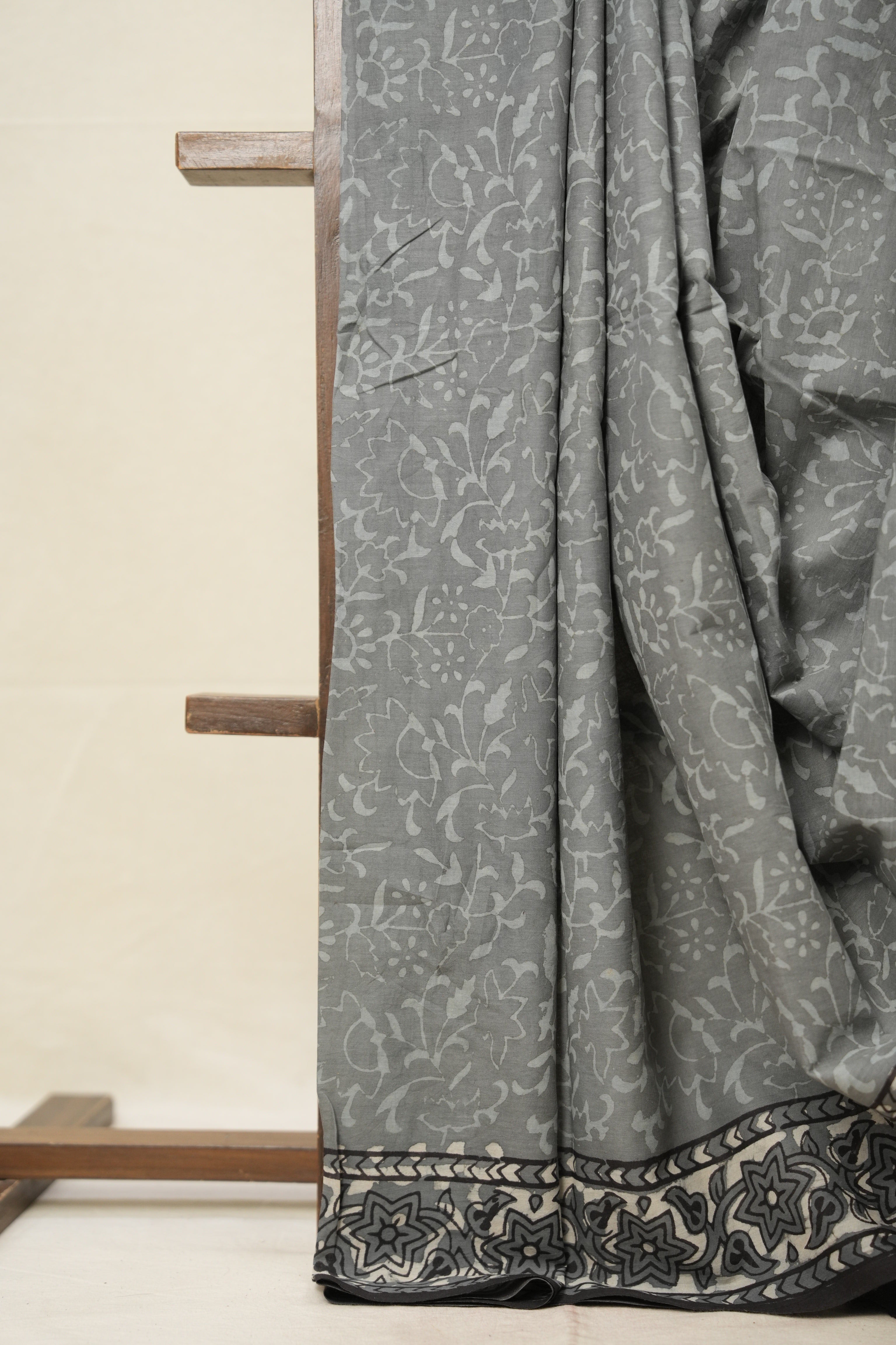 Ash Grey HBP Cotton Saree - SRAGCS2788