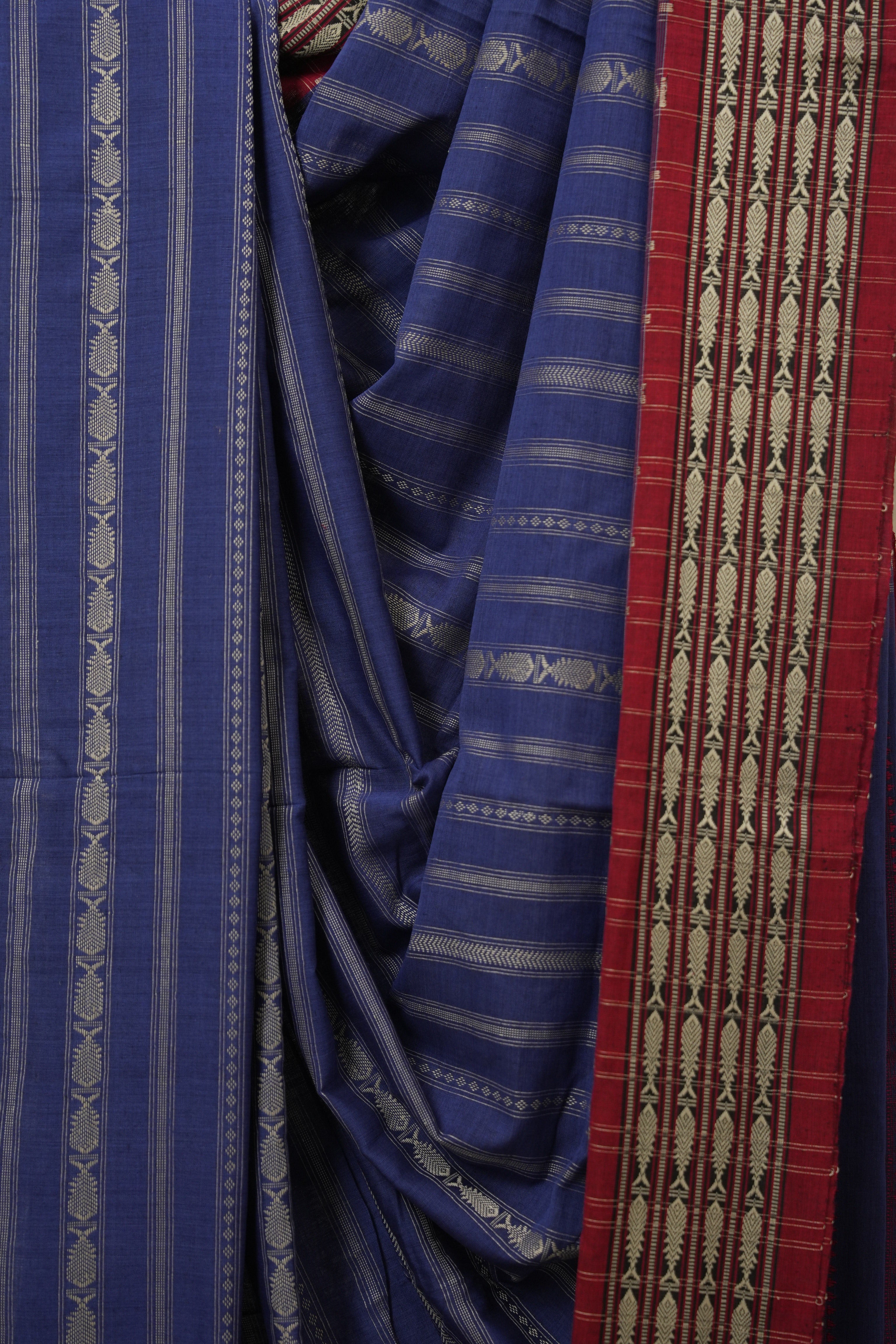 Blue Bengal Cotton Saree - SRBBCS130
