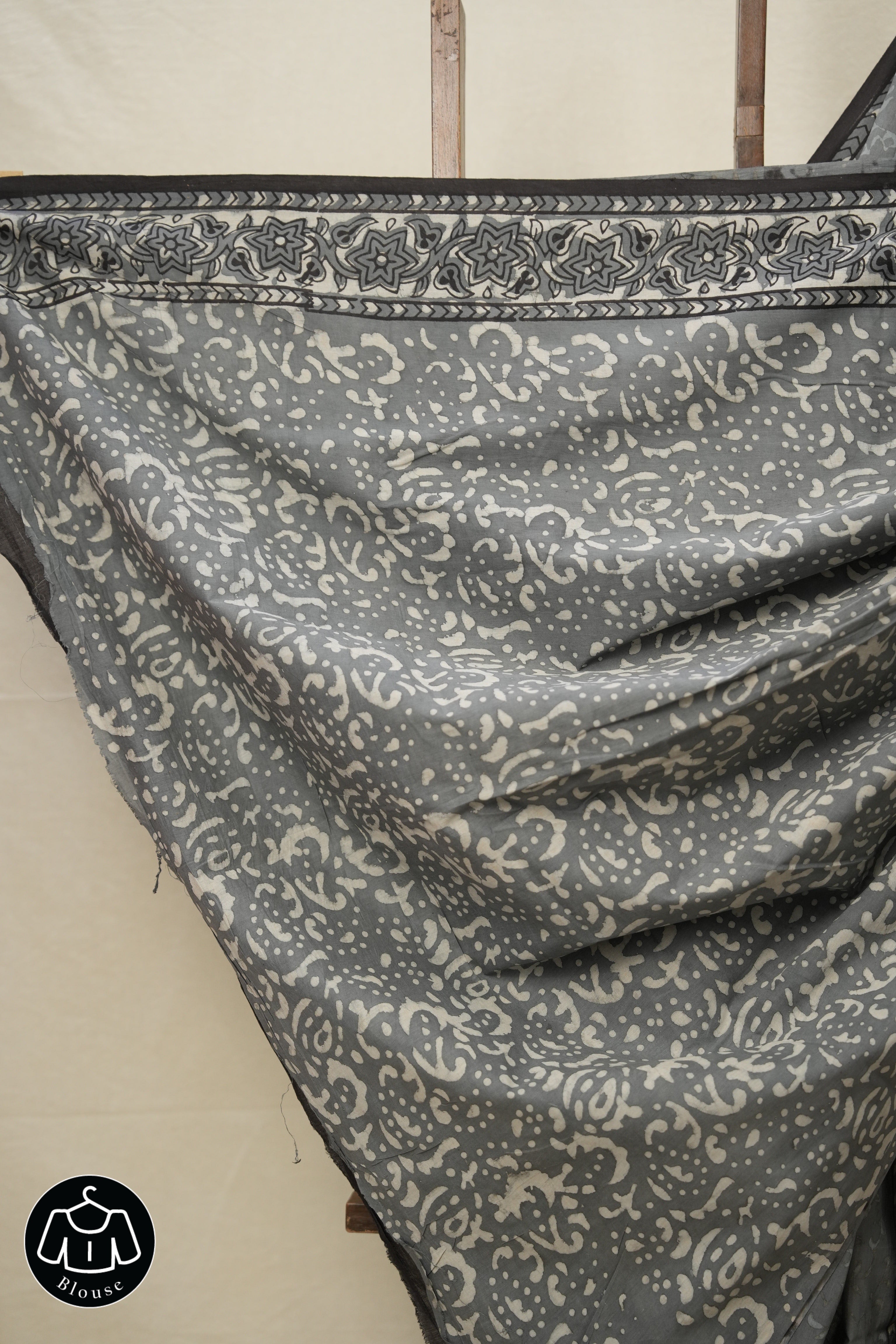 Ash Grey HBP Cotton Saree - SRAGCS2788