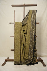 Olive Green HBP Cotton Saree - SROGCS2787