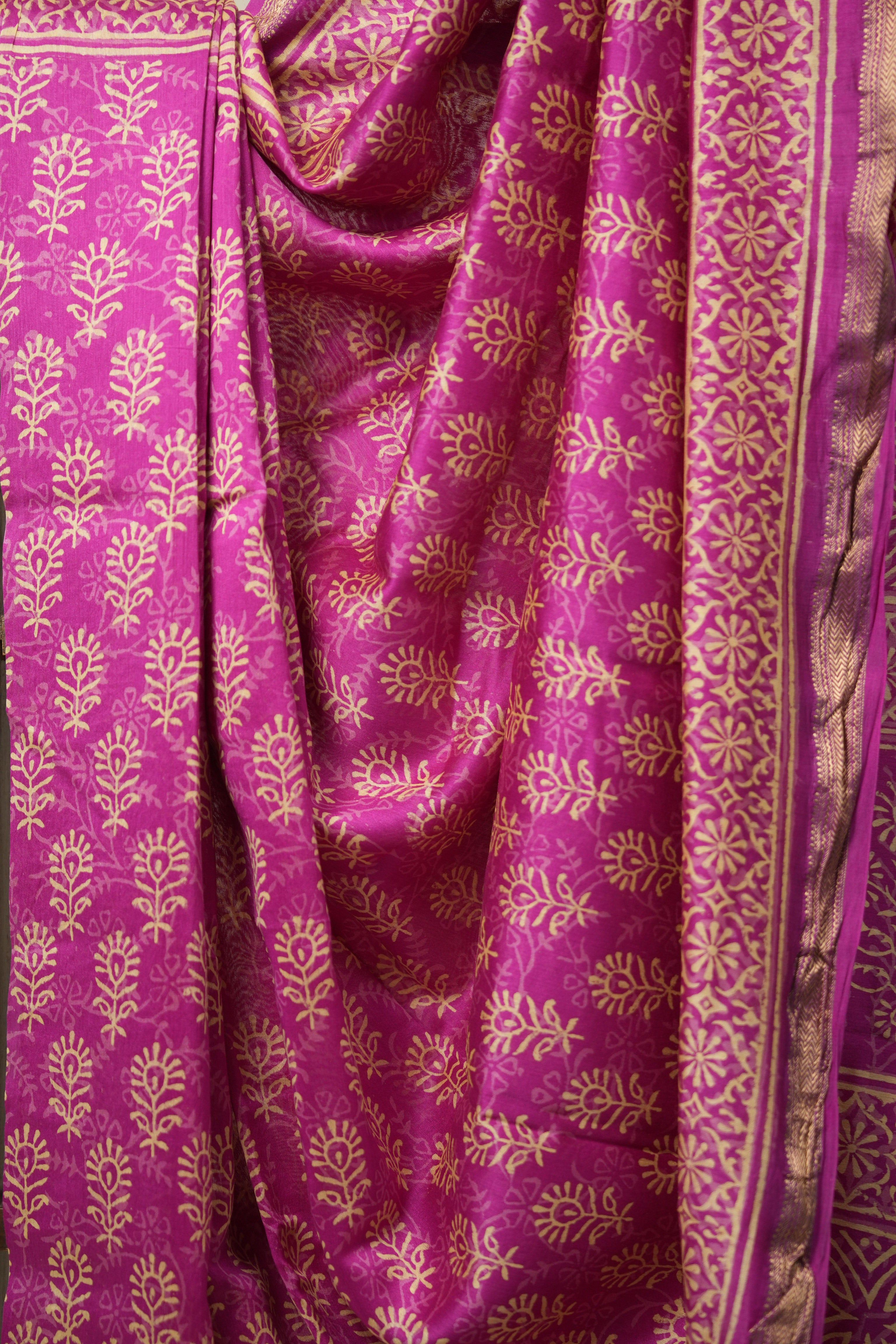 Pink HBP Cotton Silk Saree With Maheshwari Border - SRPCSS1420