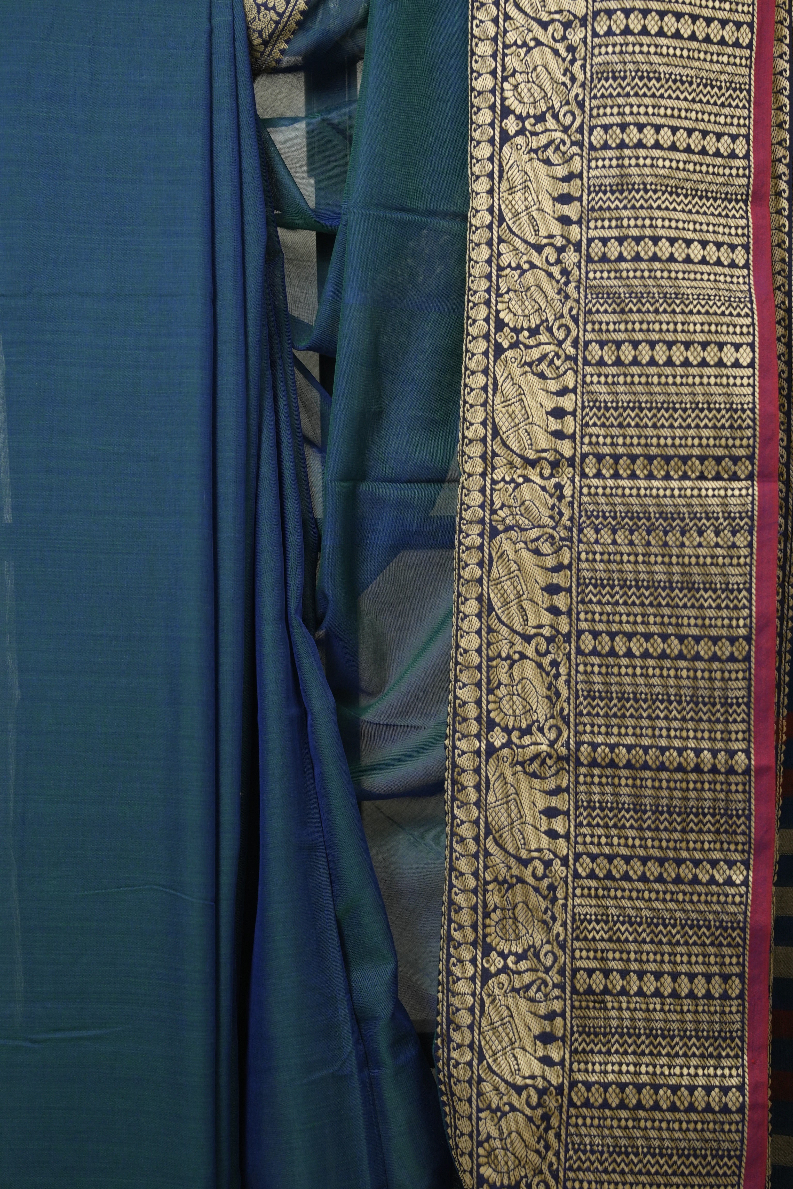 Peacock Blue Narayan Peth Cotton Saree- SRPBNPCS13