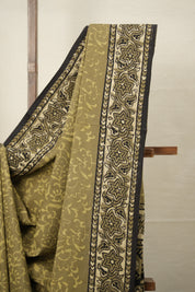 Olive Green HBP Cotton Saree - SROGCS2787