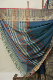 Peacock Blue Narayan Peth Cotton Saree- SRPBNPCS13