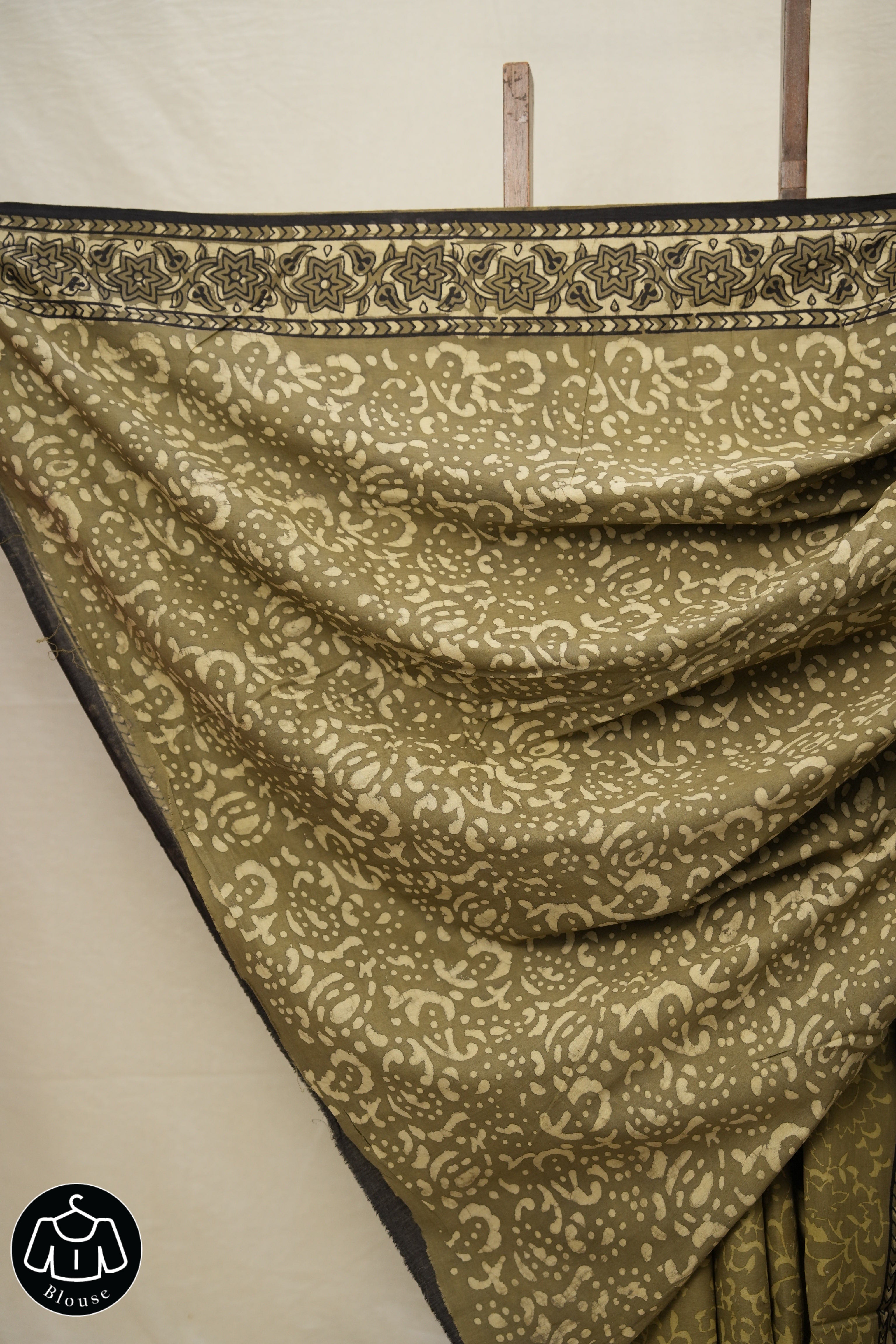 Olive Green HBP Cotton Saree - SROGCS2787