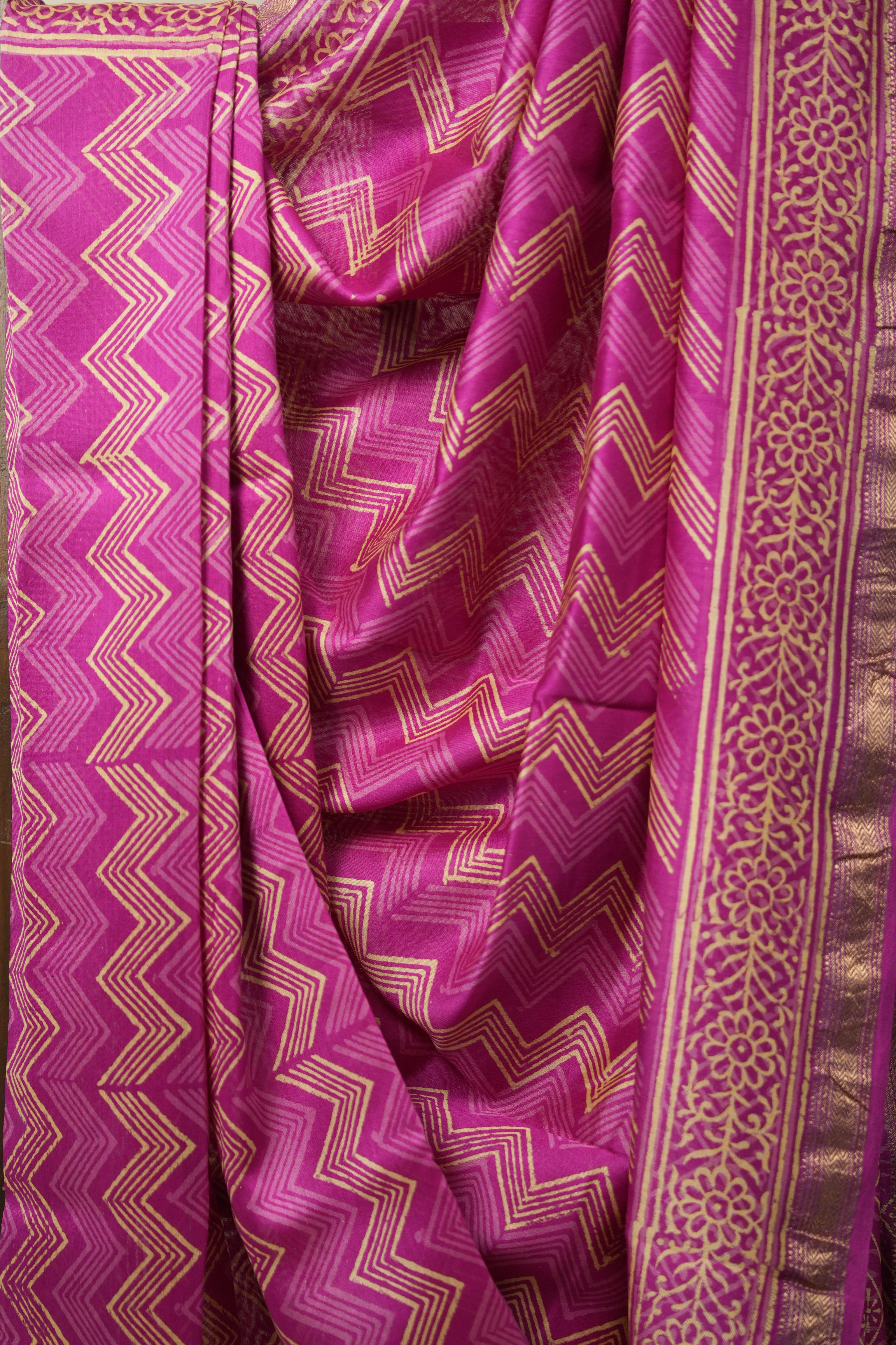 Pink HBP Cotton Silk Saree With Maheshwari Border - SRPCSS1416