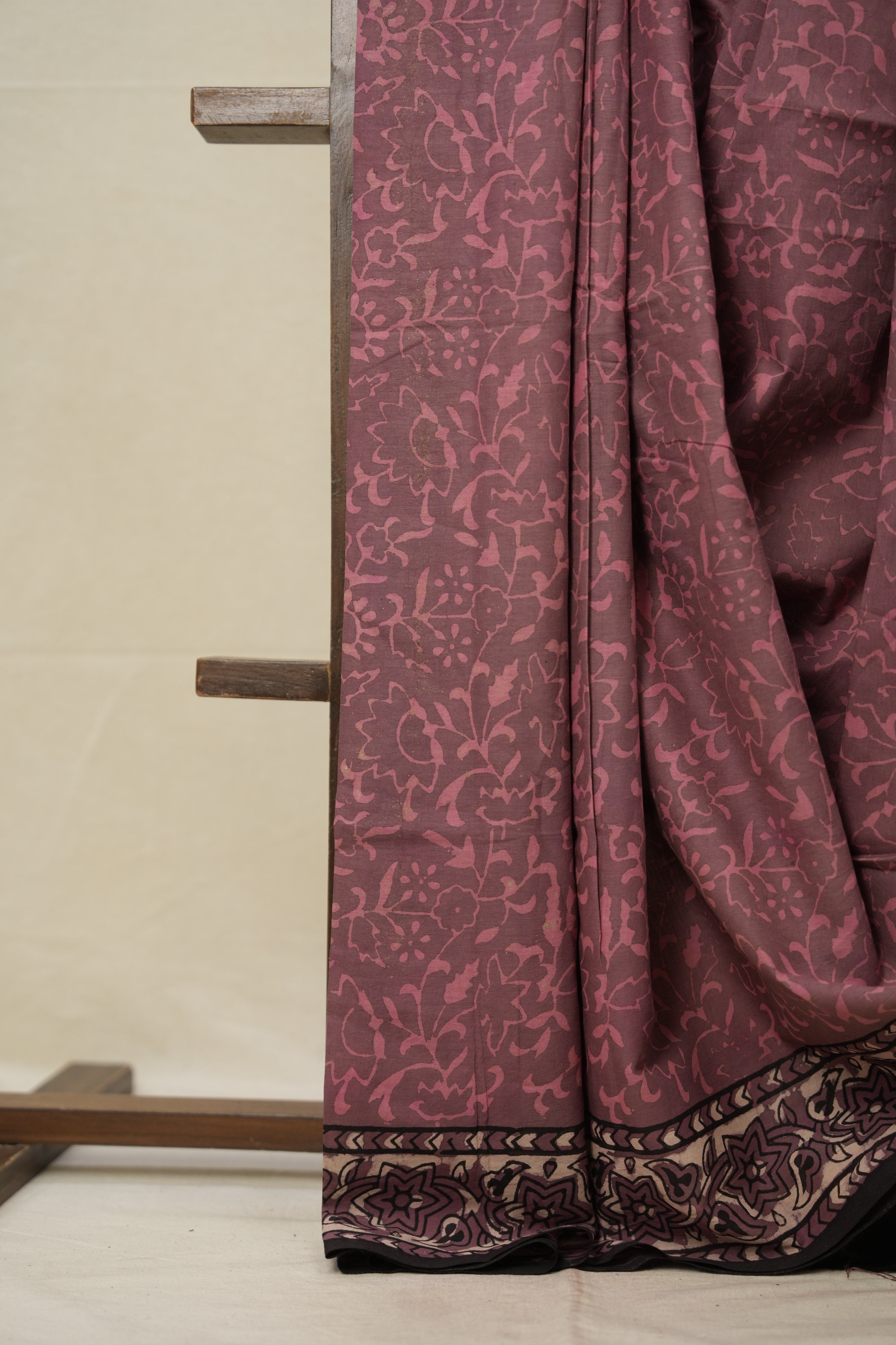 Dark Onion HBP Cotton Saree - SRDOCS2786