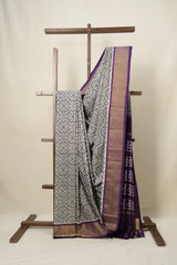 Grey Pochampalli Silk Ikat Saree - SRGPSIS185