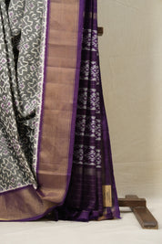 Grey Pochampalli Silk Ikat Saree - SRGPSIS185