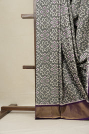 Grey Pochampalli Silk Ikat Saree - SRGPSIS185