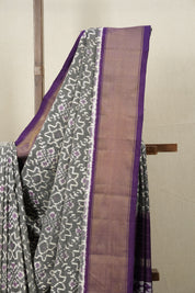 Grey Pochampalli Silk Ikat Saree - SRGPSIS185
