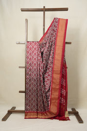 Silver Pochampalli Silk Ikat Saree - SRSPSIS184