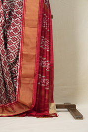 Silver Pochampalli Silk Ikat Saree - SRSPSIS184