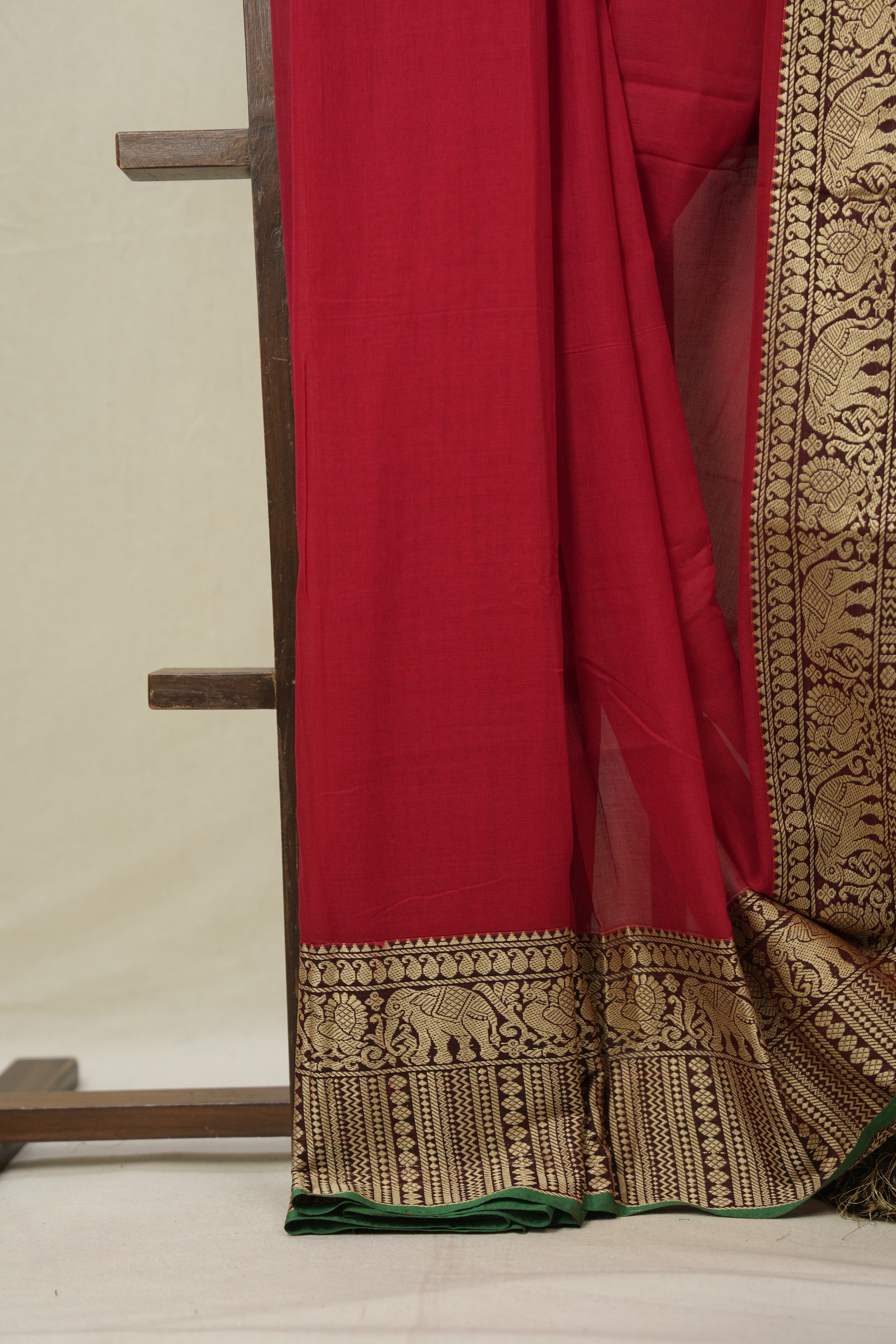 Red Narayan Peth Cotton Saree- SRRNPCS16