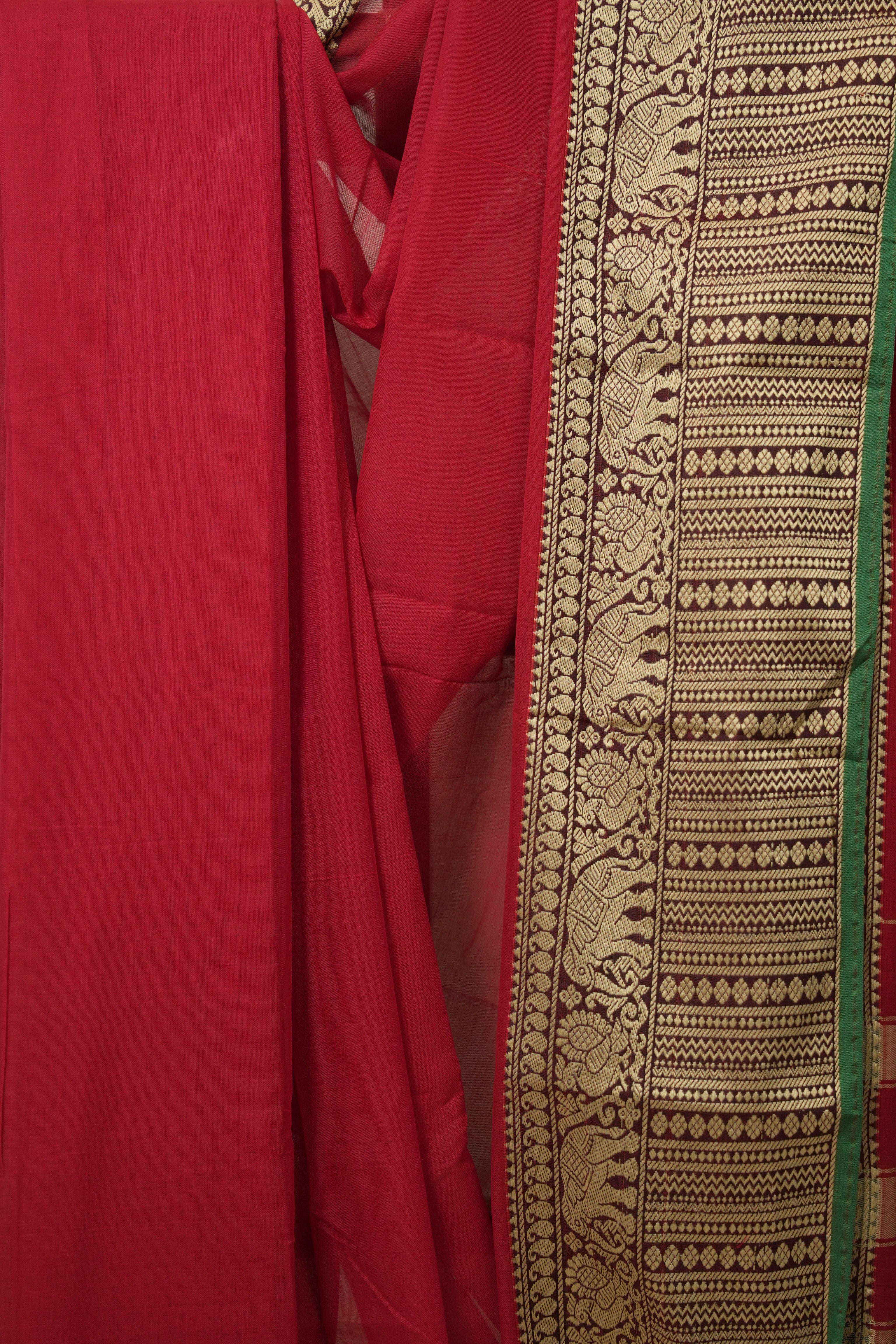 Red Narayan Peth Cotton Saree- SRRNPCS16
