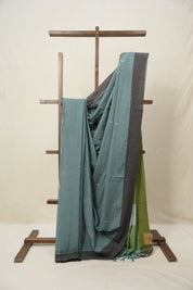 Teal Blue Plain Cotton Ilkal Saree - SRTBPCIS774