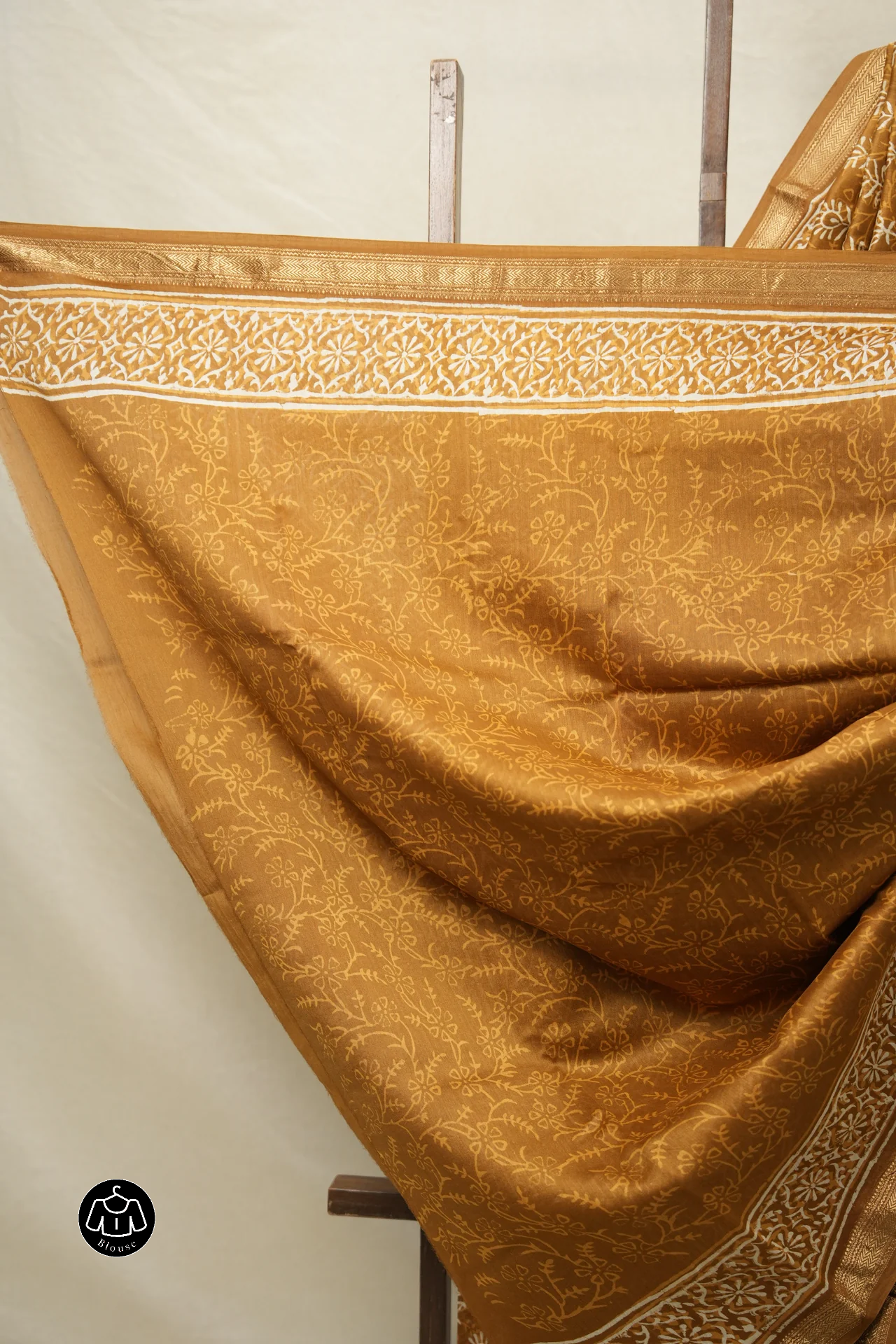 Mustard Brown HBP Cotton Silk Saree With Maheshwari Border - SRMBCSS1422